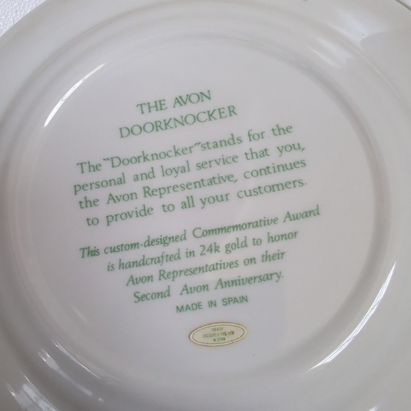 Avon Representative Second  Anniversary Plate The Avon Door Knocker w/Foam & Box - Picture 5 of 8